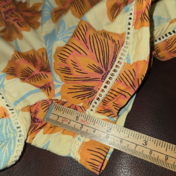 Pact Womens XL Organic Cotton Floral Shorts Yellow Boho Eco-Friendly Beach Comfy - Picture 11 of 15